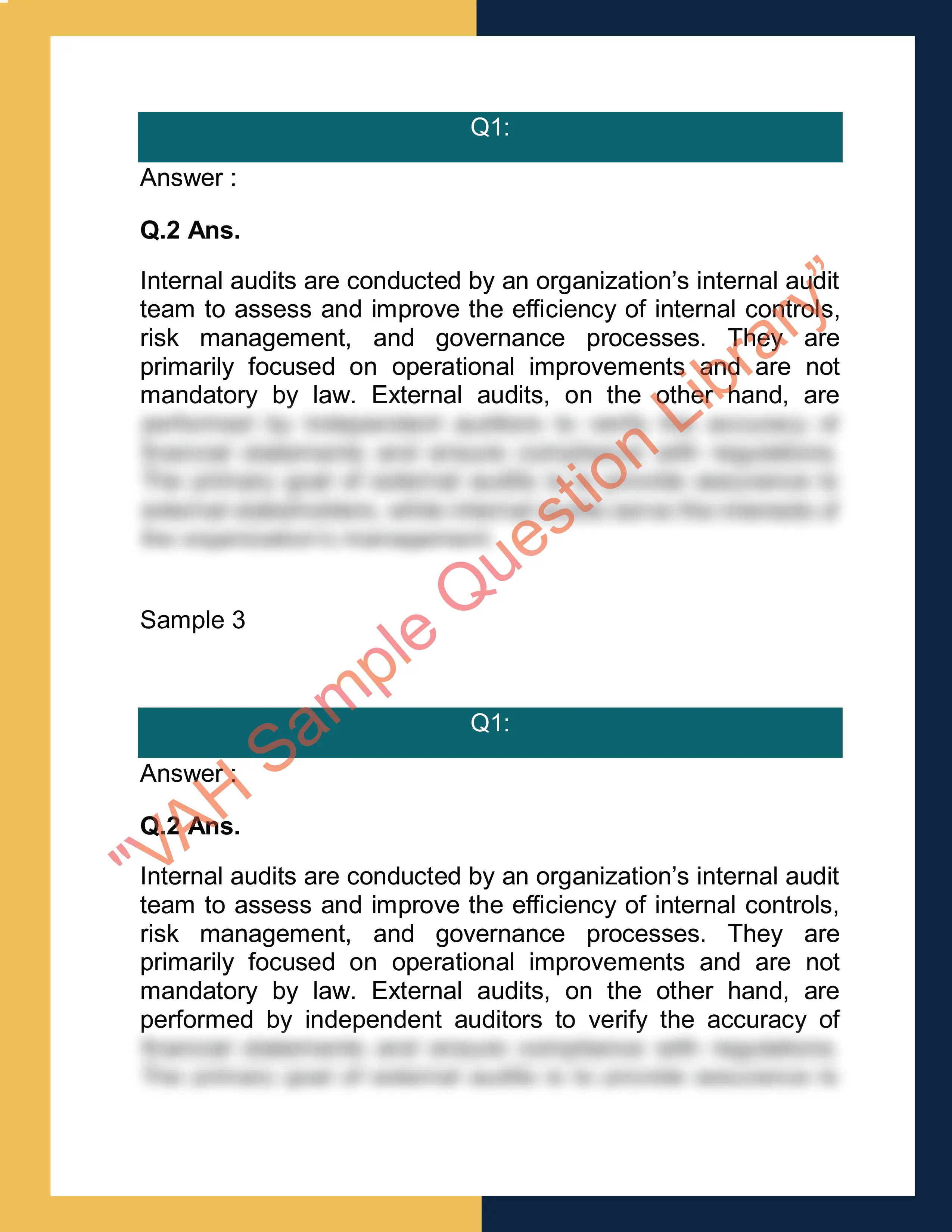 Assignment Sample Solution of Audit 1
